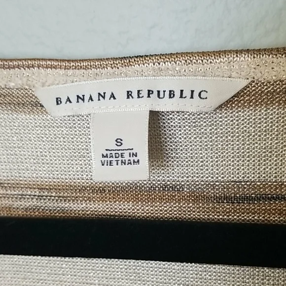 Banana Republic Summer striped shimmer tan and brown sleeveless top size small - Picture 2 of 8